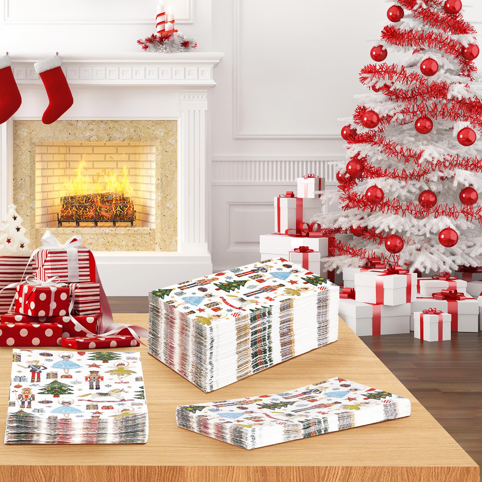 100 Pcs Paper Napkin 3 Ply Christmas Nutcracker - Grencian