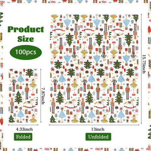 100 Pcs Paper Napkin 3 Ply Christmas Nutcracker - Grencian