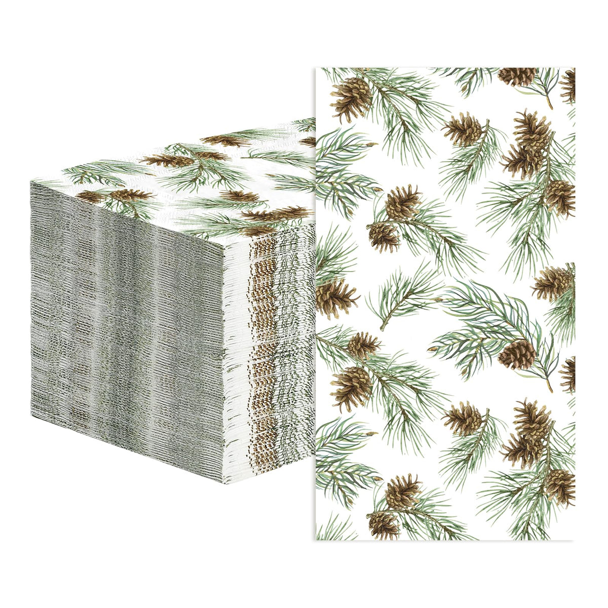 100 Pcs Paper Napkin 3 Ply Christmas Pine Cones - Grencian