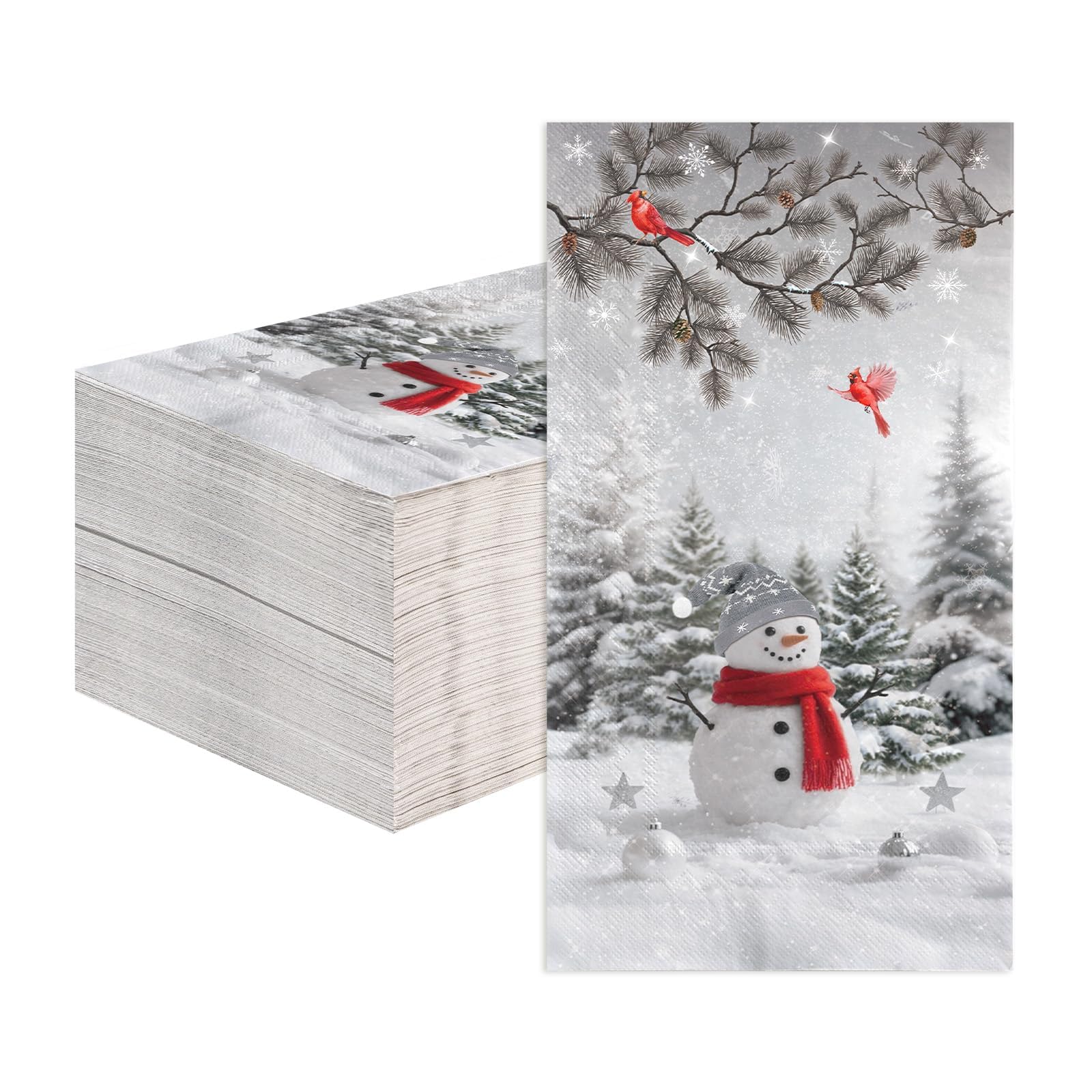 100 Pcs Paper Napkin 3 Ply Christmas Snowman - Grencian