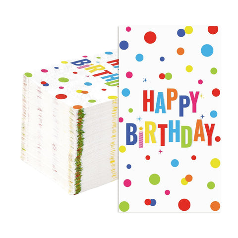 100 Pcs Paper Napkin 3 Ply Colorful Dots Birthday