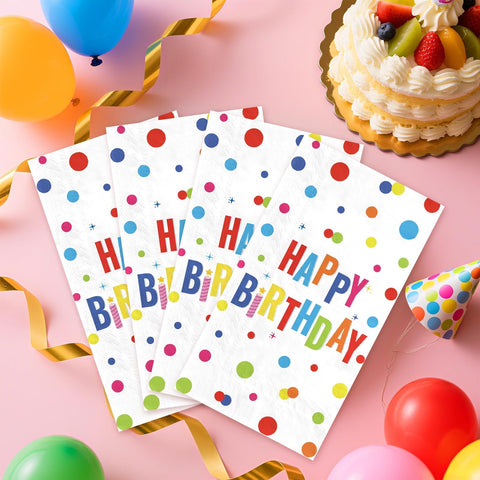 100 Pcs Paper Napkin 3 Ply Colorful Dots Birthday