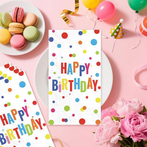 100 Pcs Paper Napkin 3 Ply Colorful Dots Birthday