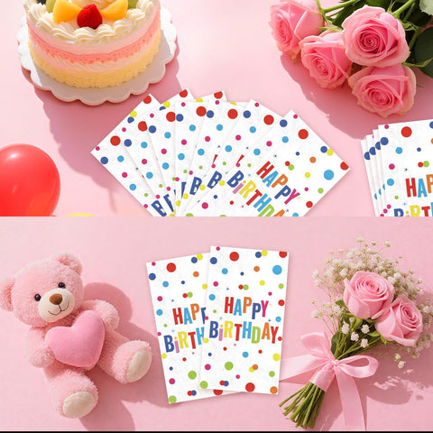 100 Pcs Paper Napkin 3 Ply Colorful Dots Birthday