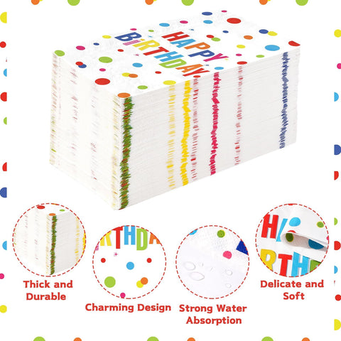 100 Pcs Paper Napkin 3 Ply Colorful Dots Birthday