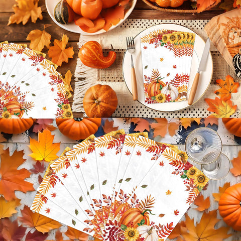 100 Pcs Paper Napkin 3 Ply Fall Thanksgiving - Grencian
