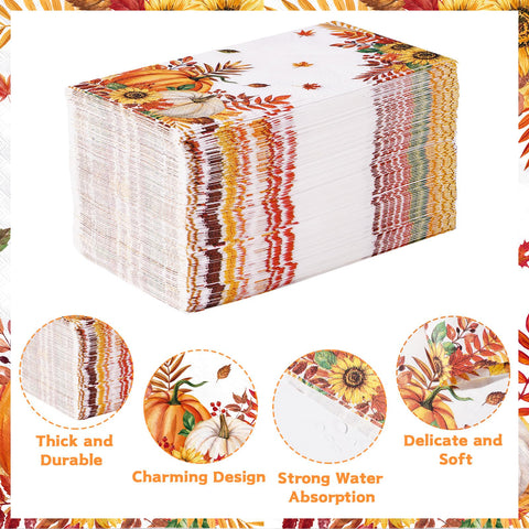 100 Pcs Paper Napkin 3 Ply Fall Thanksgiving - Grencian