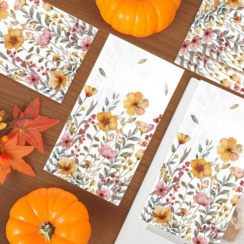 100 Pcs Paper Napkin 3 Ply Fall Wildflower - Grencian