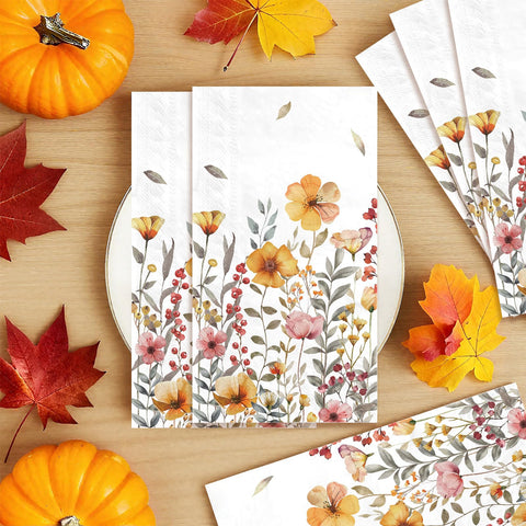 100 Pcs Paper Napkin 3 Ply Fall Wildflower - Grencian