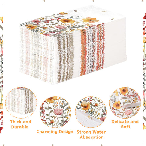 100 Pcs Paper Napkin 3 Ply Fall Wildflower - Grencian