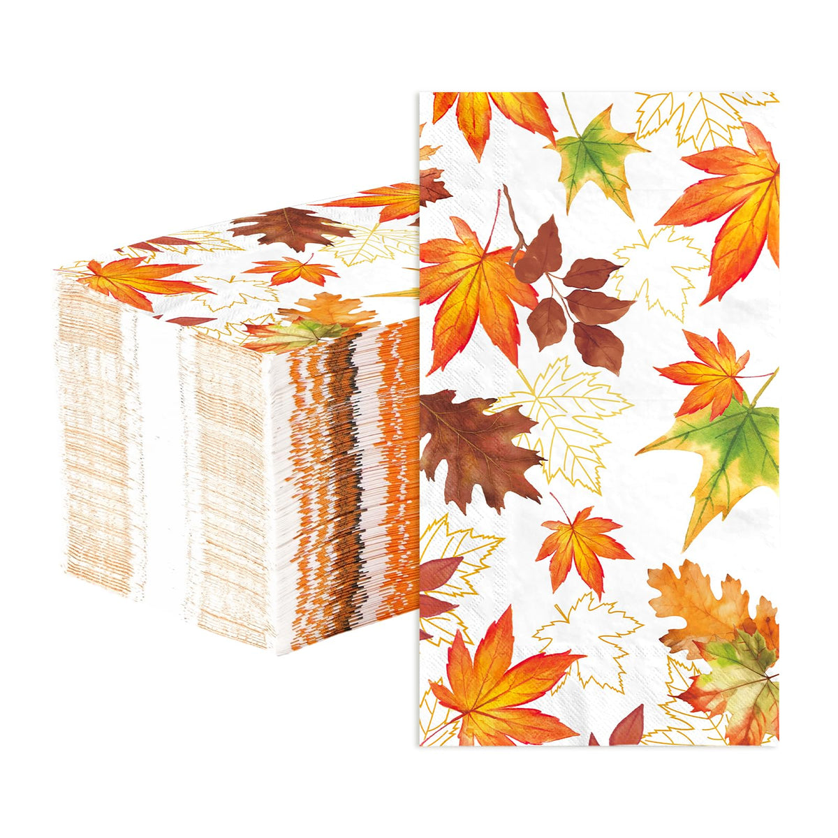 100 Pcs Paper Napkin 3 Ply Golden Thread Fall Leaf - Grencian
