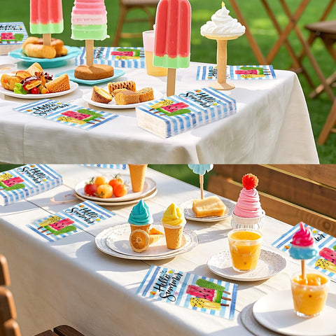 100 Pcs Paper Napkin 3 Ply Ice Cream - Grencian