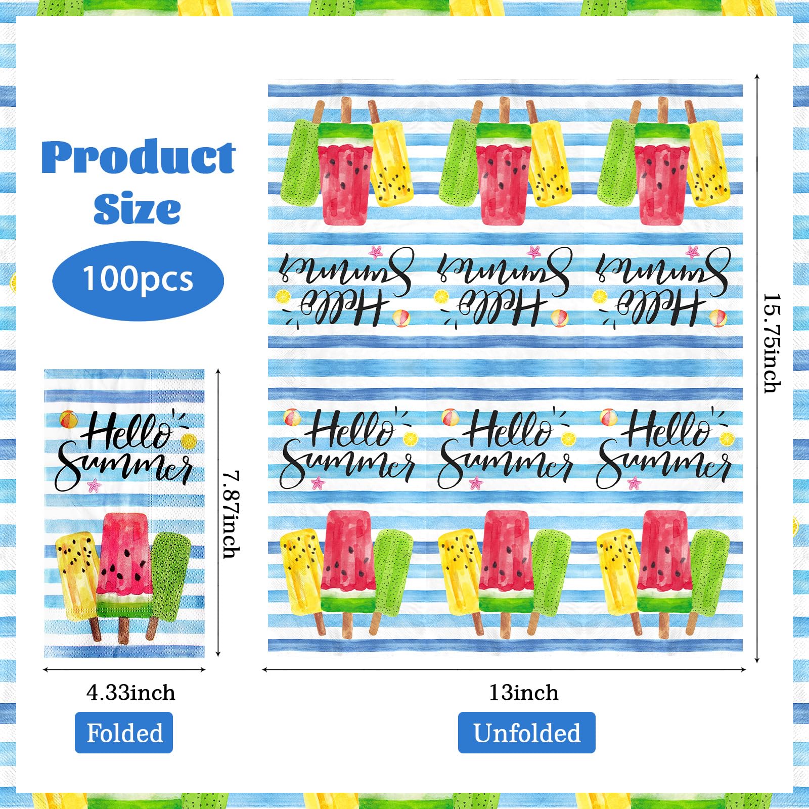 100 Pcs Paper Napkin 3 Ply Ice Cream - Grencian