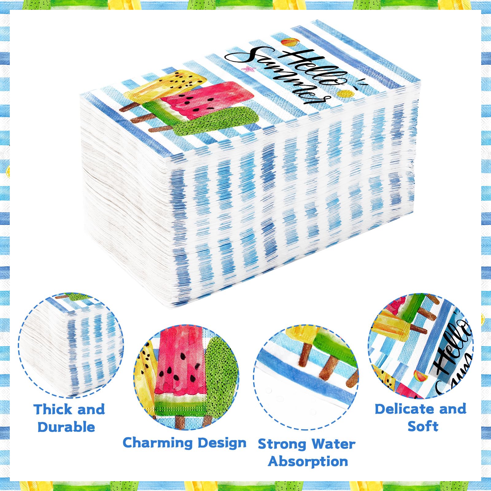 100 Pcs Paper Napkin 3 Ply Ice Cream - Grencian