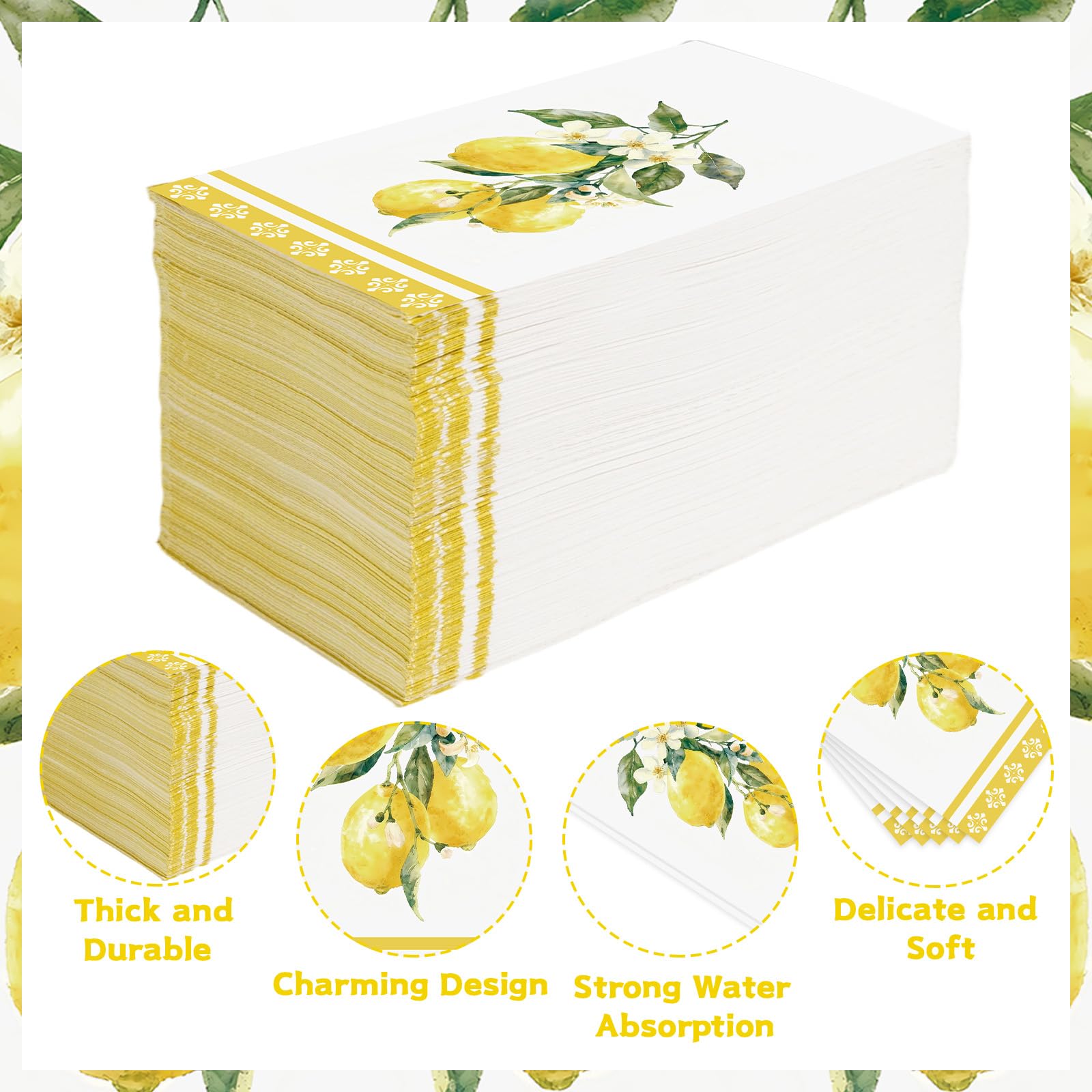 100 Pcs Paper Napkin 3 Ply Lemons - Grencian