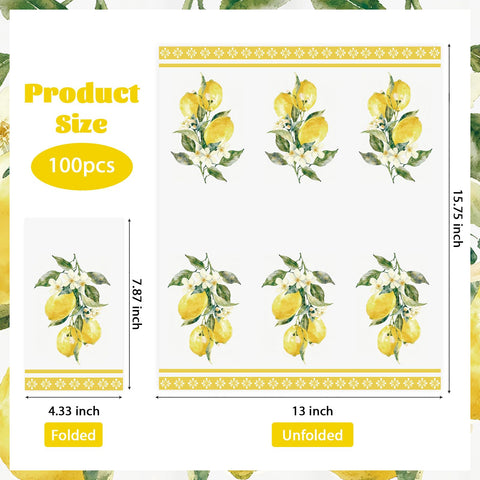 100 Pcs Paper Napkin 3 Ply Lemons - Grencian