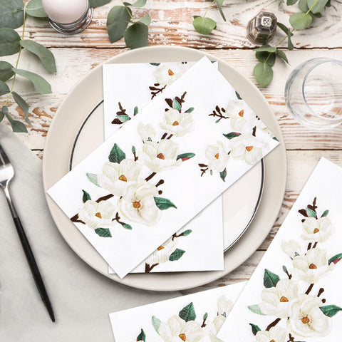 100 Pcs Paper Napkin 3 Ply Magnolia Flowers