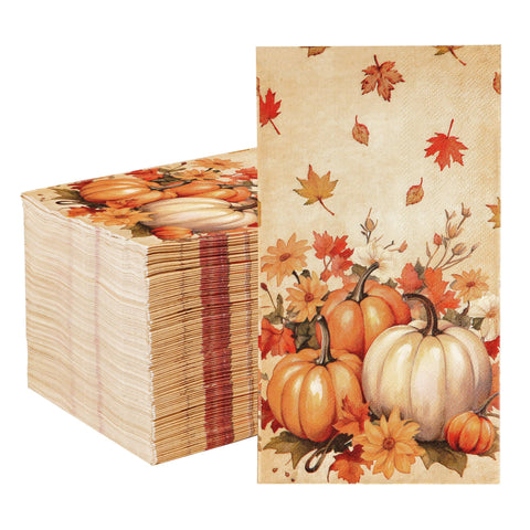 100 Pcs Paper Napkin 3 Ply Maple Pumpkins