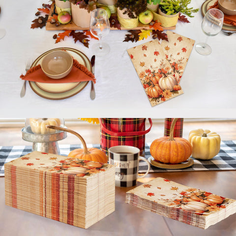 100 Pcs Paper Napkin 3 Ply Maple Pumpkins