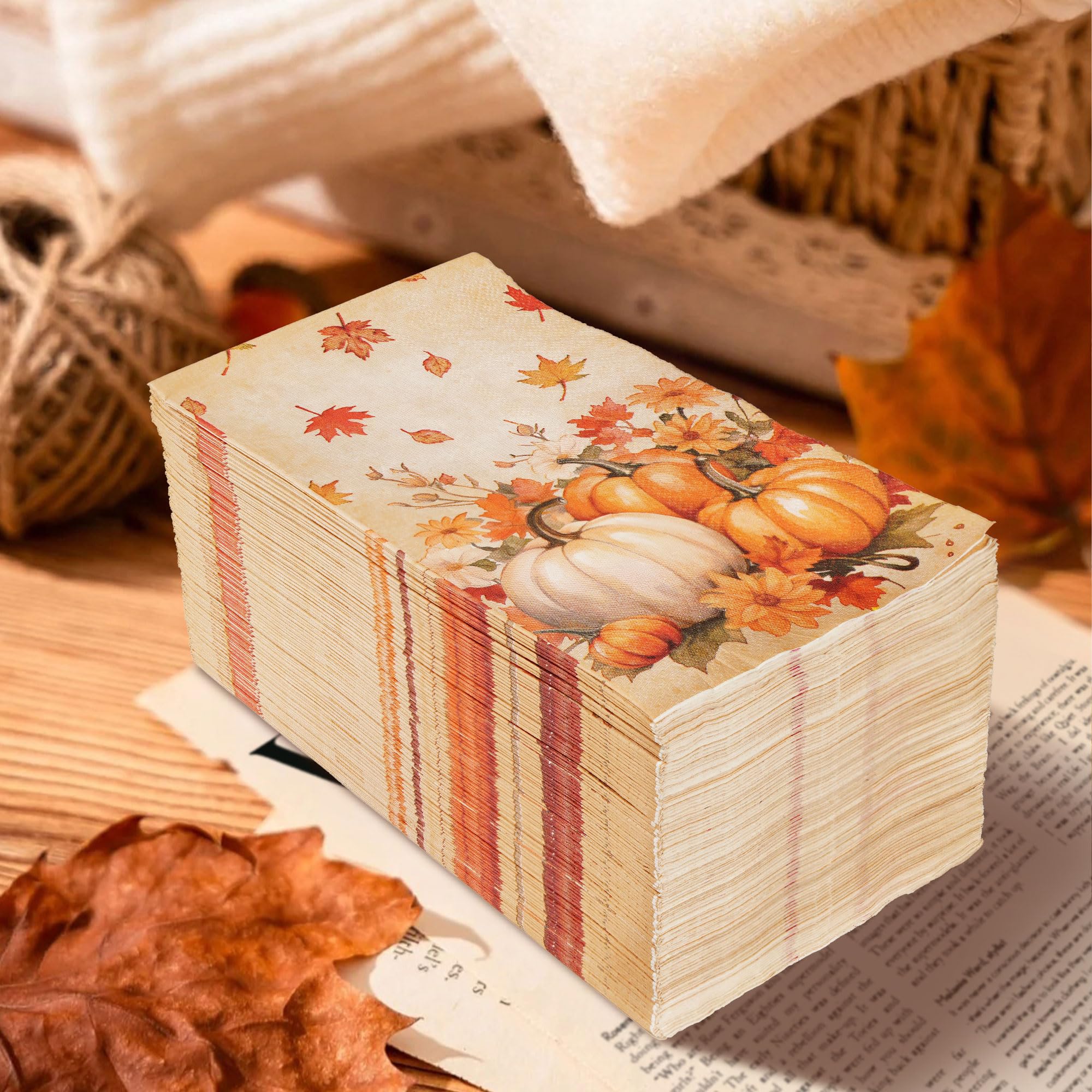 100 Pcs Paper Napkin 3 Ply Maple Pumpkins