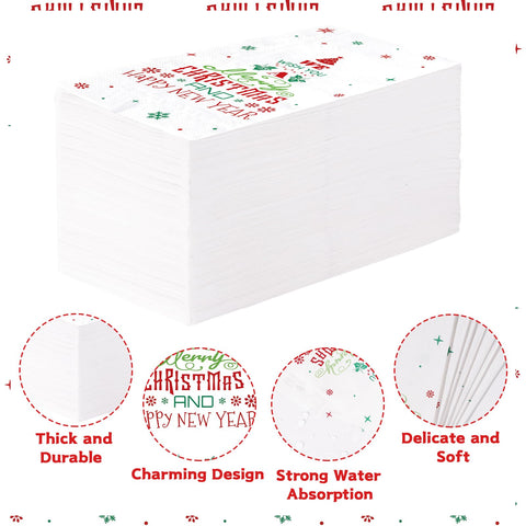 100 Pcs Paper Napkin 3 Ply Merry Christmas - Grencian