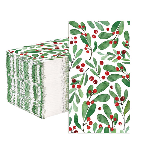 100 Pcs Paper Napkin 3 Ply Mistletoe Berries