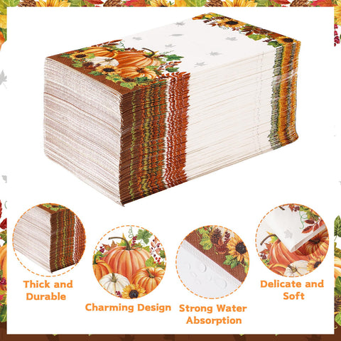 100 Pcs Paper Napkin 3 Ply Pumpkin Sunflower - Grencian