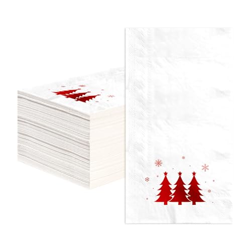 100 Pcs Paper Napkin 3 Ply Red Christmas Tree - Grencian