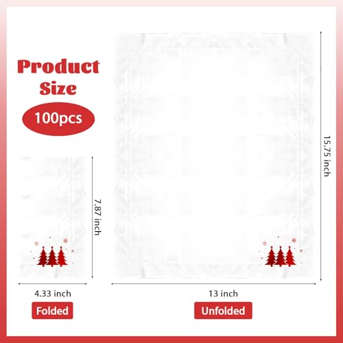 100 Pcs Paper Napkin 3 Ply Red Christmas Tree - Grencian
