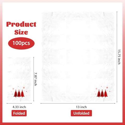 100 Pcs Paper Napkin 3 Ply Red Christmas Tree - Grencian