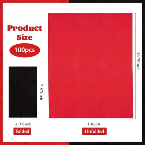 100 Pcs Paper Napkin 3 Ply Red and Black - Grencian