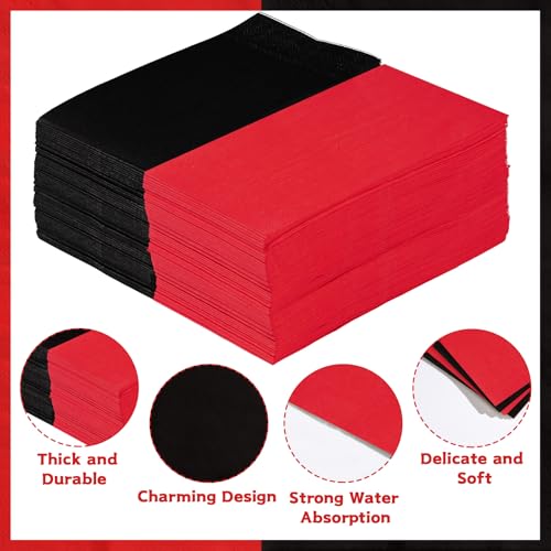 100 Pcs Paper Napkin 3 Ply Red and Black - Grencian