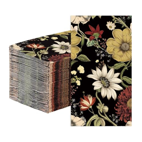 100 Pcs Paper Napkin 3 Ply Retro Flower - Grencian