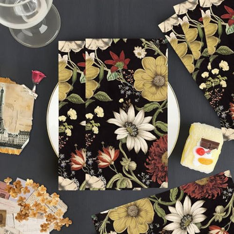 100 Pcs Paper Napkin 3 Ply Retro Flower - Grencian