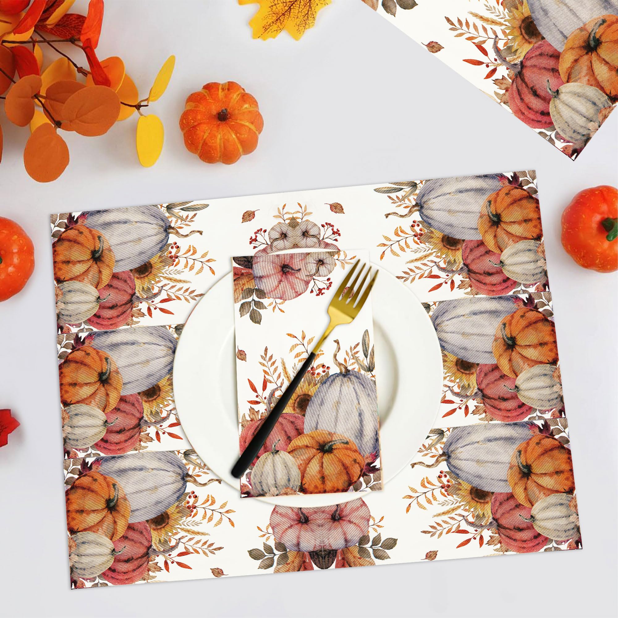 100 Pcs Paper Napkin 3 Ply  Rustic Pumpkin