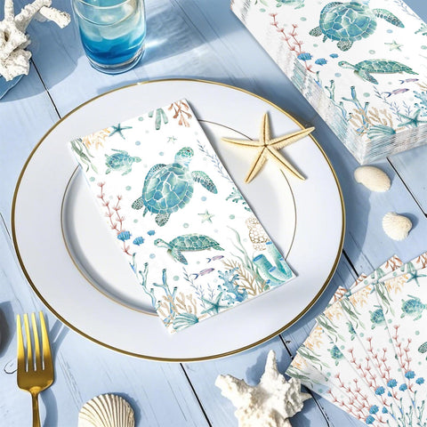 100 Pcs Paper Napkin 3 Ply Sea Turtles - Grencian