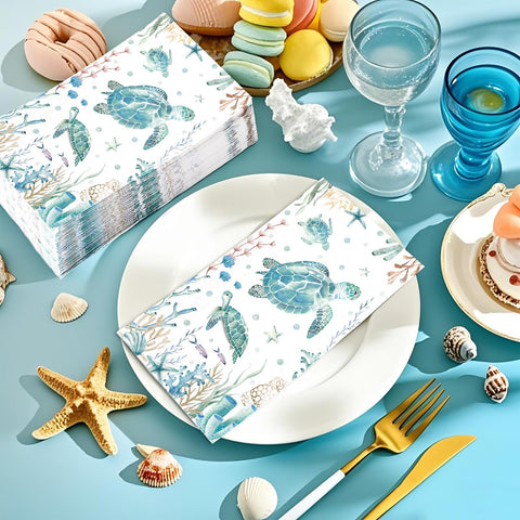 100 Pcs Paper Napkin 3 Ply Sea Turtles - Grencian