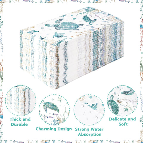 100 Pcs Paper Napkin 3 Ply Sea Turtles - Grencian