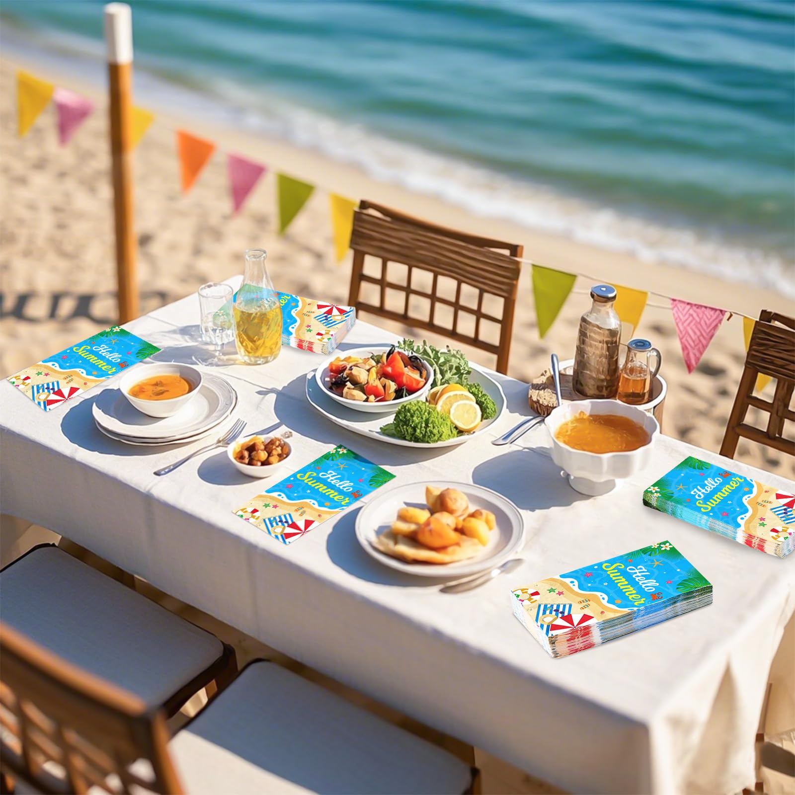 100 Pcs Paper Napkin 3 Ply Summer Beach - Grencian