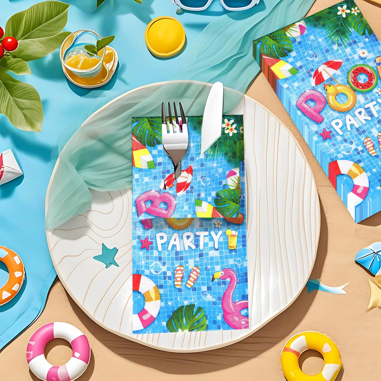 100 Pcs Paper Napkin 3 Ply Swimming Pool - Grencian