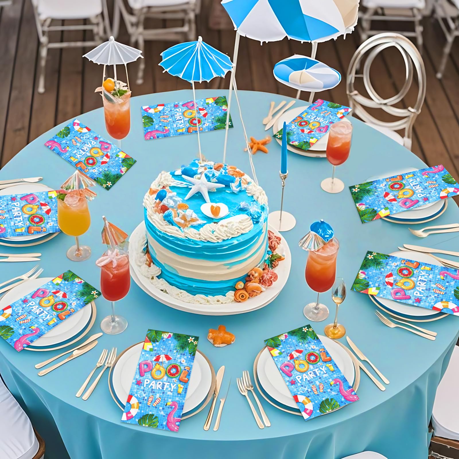 100 Pcs Paper Napkin 3 Ply Swimming Pool - Grencian