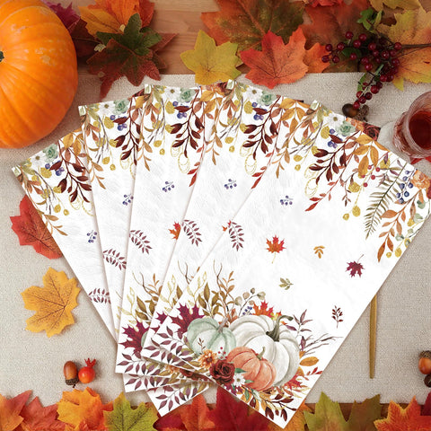 100 Pcs Paper Napkin 3 Ply Fall Pumpkin - Grencian