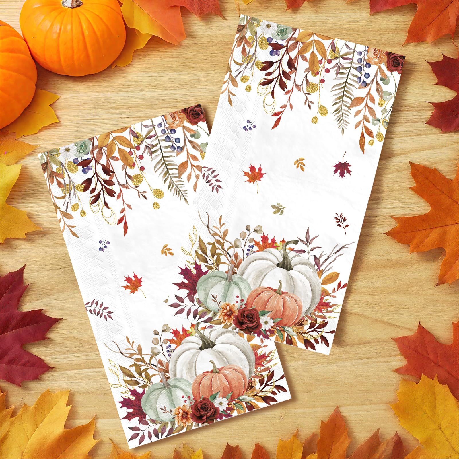 100 Pcs Paper Napkin 3 Ply Fall Pumpkin - Grencian