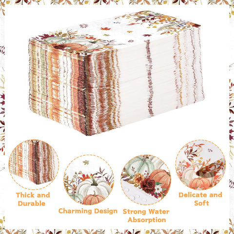 100 Pcs Paper Napkin 3 Ply Fall Pumpkin - Grencian