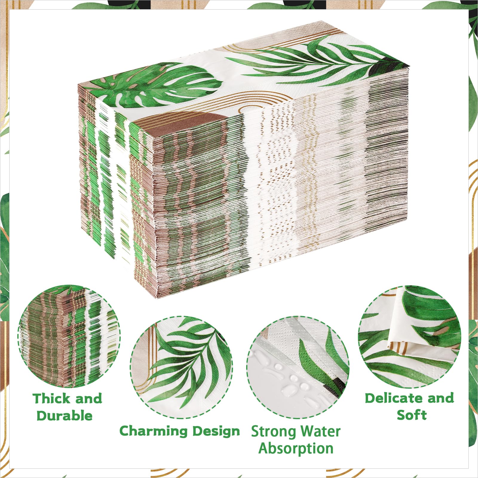 100 Pcs Paper Napkin 3 Ply Tropical Palm Leaf - Grencian