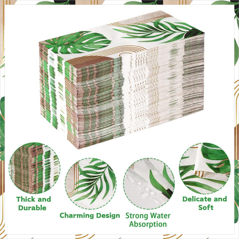 100 Pcs Paper Napkin 3 Ply Tropical Palm Leaf - Grencian