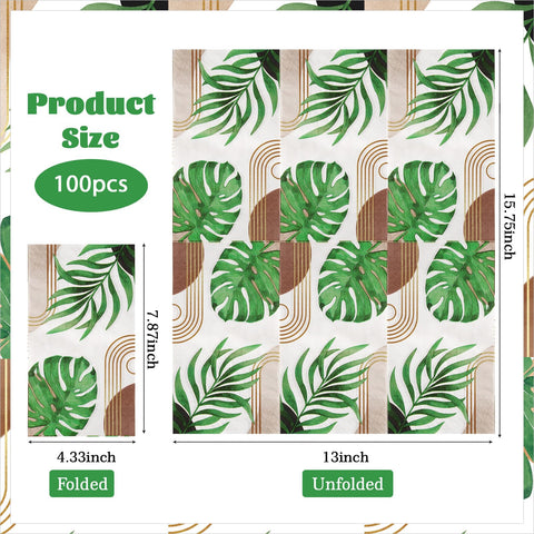 100 Pcs Paper Napkin 3 Ply Tropical Palm Leaf - Grencian