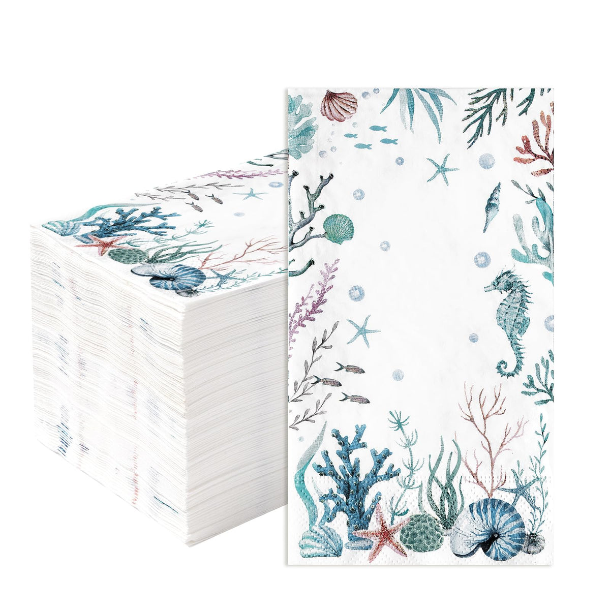 100 Pcs Paper Napkin 3 Ply Watercolor Ocean - Grencian