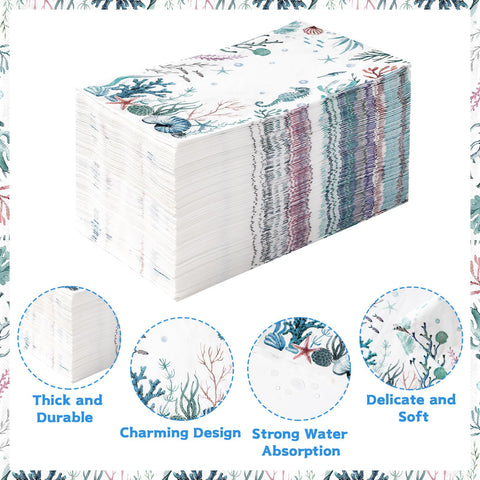 100 Pcs Paper Napkin 3 Ply Watercolor Ocean - Grencian