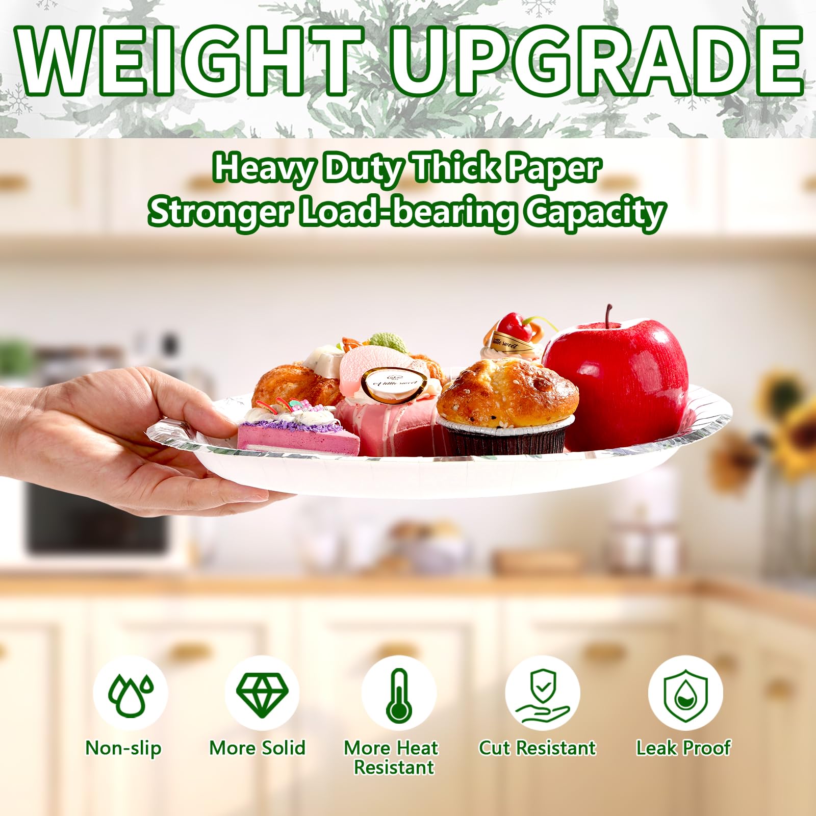 100 Pcs Pine Trees Oval Paper Plates - Grencian